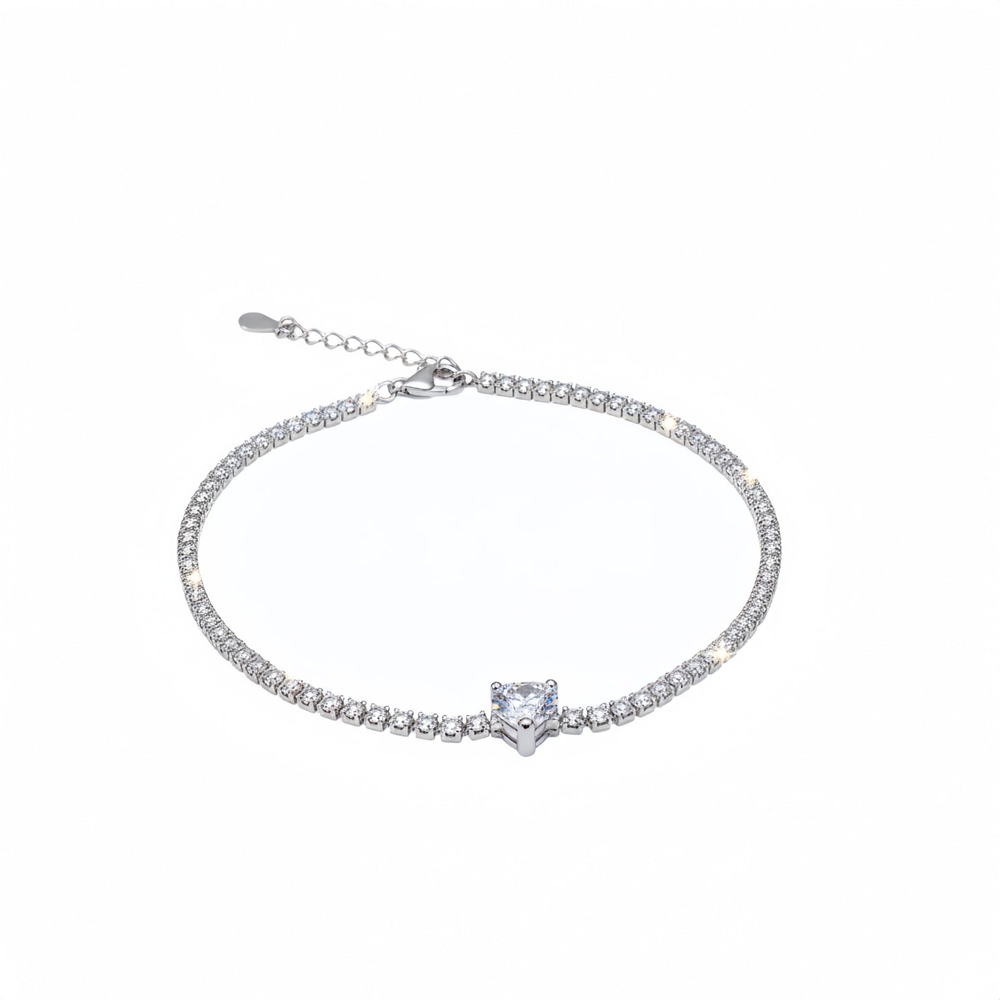 Elegant Cubic Zirconia Tennis Bracelet with Solitaire Centerpiece