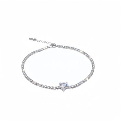 Elegant Cubic Zirconia Tennis Bracelet with Solitaire Centerpiece